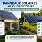 Panneaux solaires installés en toiture et au sol pour comparer les solutions photovoltaïques résidentielles